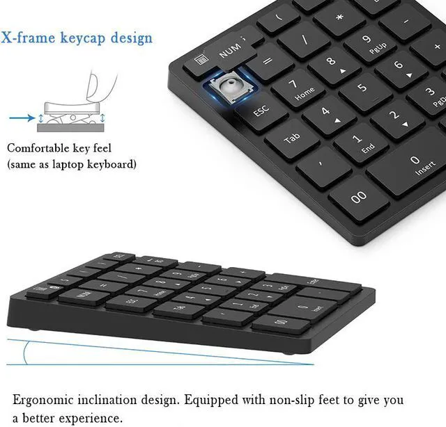 Alt view image 2 of 6 - Multifunctional 28-key Numeric Keypad 28 Keys Rechargeable Bluetooth Wireless Numeric Keyboard
