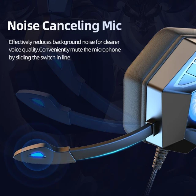 Alt view image 5 of 8 - 3.5mm Gaming Headset Game Computer Omni-directional Breathe Glow Wired Headphone Blue Light Version