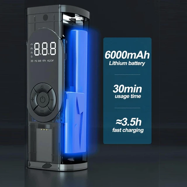 Alt view image 4 of 8 - Inflator Pump 6000mAh Portable Car Air Compressor for Motorcycles Bicycle Boat Tyre Inflator Digital Auto Inflatable Pump Wireless LCD Digital