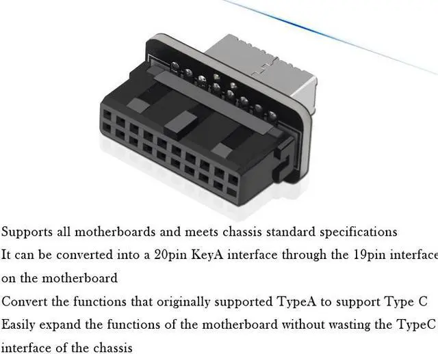 Alt view image 5 of 8 - Motherboard USB3.0 19P/20P To TYPE-E Adapters Chassis Front Type-C Plug-In Port Motherboard Connector Sockets