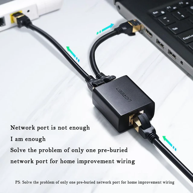 Alt view image 5 of 7 - 2 In 2 out Network Cable Splitter Over 1Pcs Network Cable RJ45 Simultaneous Internet Access Broadband Network Conversion Connection Wired Transmission Through The Wall -1 Pairs Set
