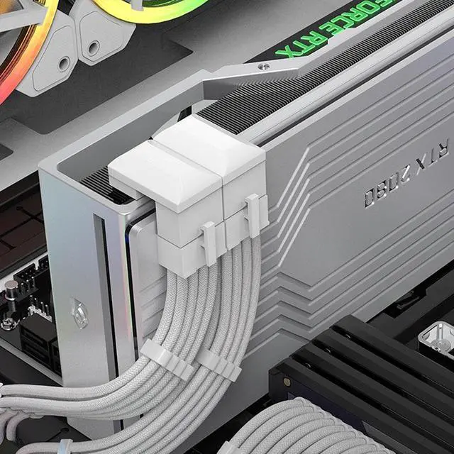 Alt view image 4 of 8 - White 8pin Graphics Card Power Connector 180° Turning Steering Head ,Computer GPU Power Supply Connector 8PIN Adapter 180° Turning(2 PACK One Positive Direction and One Negative Direction )