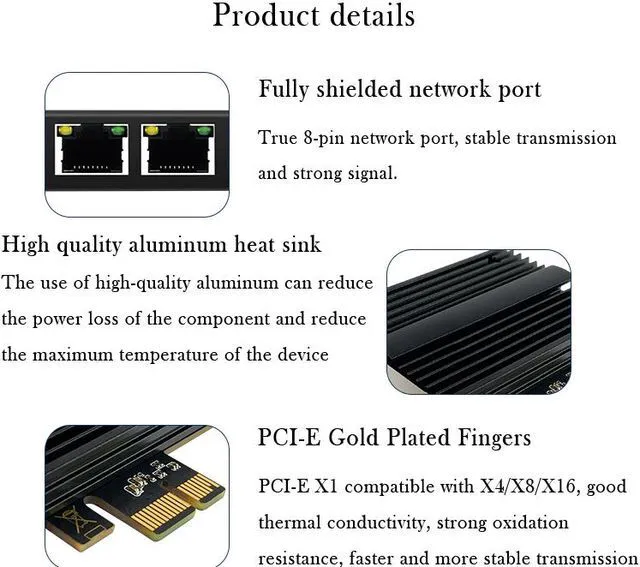 Alt view image 7 of 13 - 2500Mbps Pcie To RJ45 Intel I226 Network Card 2.5G Gigabit Ethernet Dual Ports 100/1000/2500Mbps Network Card For Desktop
