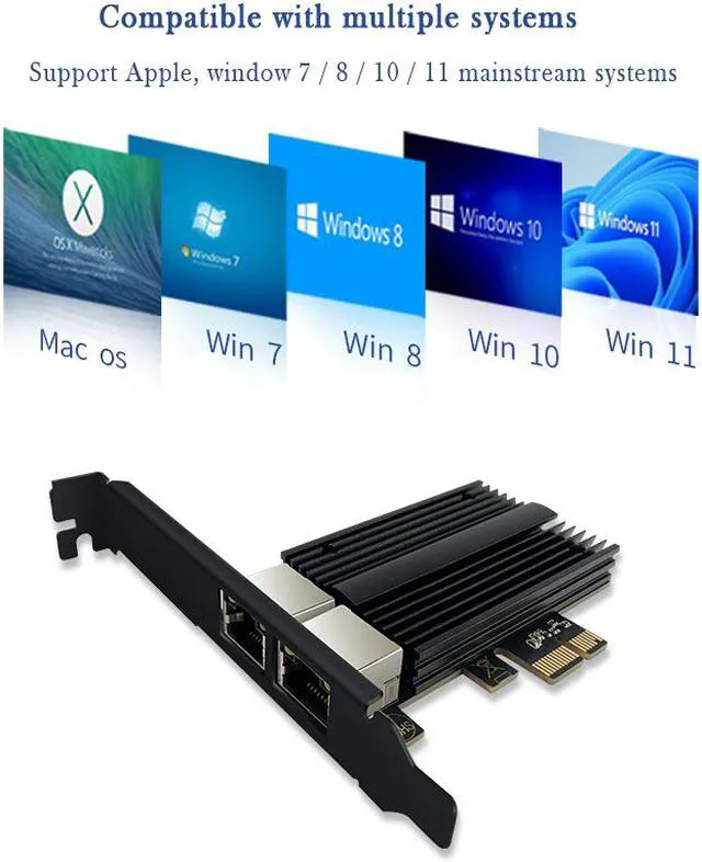 Alt view image 6 of 13 - 2500Mbps Pcie To RJ45 Intel I226 Network Card 2.5G Gigabit Ethernet Dual Ports 100/1000/2500Mbps Network Card For Desktop