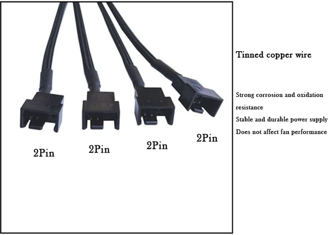 Alt view image 5 of 8 - Molex Big 4pin To 3Pin / 4 Pin Adapter Cable 1 To 4 Ways D-type HUB Extension Cable Power Spliter for Computer Cooling CPU Case Fan Connectors with Sleeve 27cm for Mainboard