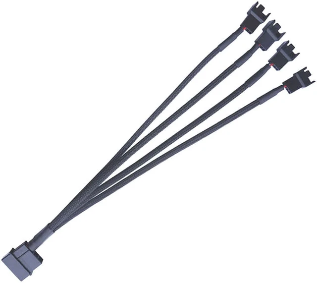 Alt view image 3 of 8 - Molex Big 4pin To 3Pin / 4 Pin Adapter Cable 1 To 4 Ways D-type HUB Extension Cable Power Spliter for Computer Cooling CPU Case Fan Connectors with Sleeve 27cm for Mainboard