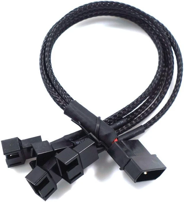 Main image of Molex Big 4pin To 3Pin / 4 Pin Adapter Cable 1 To 4 Ways D-type HUB Extension Cable Power Spliter for Computer Cooling CPU Case Fan Connectors with Sleeve 27cm for Mainboard