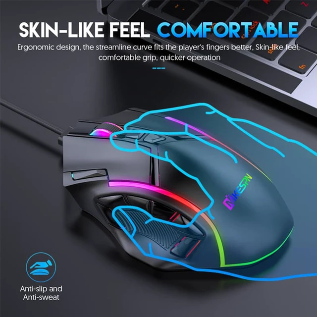 Alt view image 6 of 8 - Free Weight Macro Gaming Mouse 12 Programmable Keys USB Wired Game Mouse RGB Light Max to 6 levels 12800DPI for PC Mac Laptop