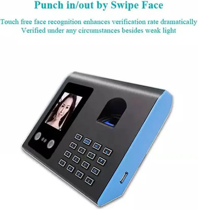 Alt view image 4 of 8 - Intelligent Attendance Machine Face Fingerprint Password Recognition Mix Biometric Time Clock Voice Broadcast Multi-language