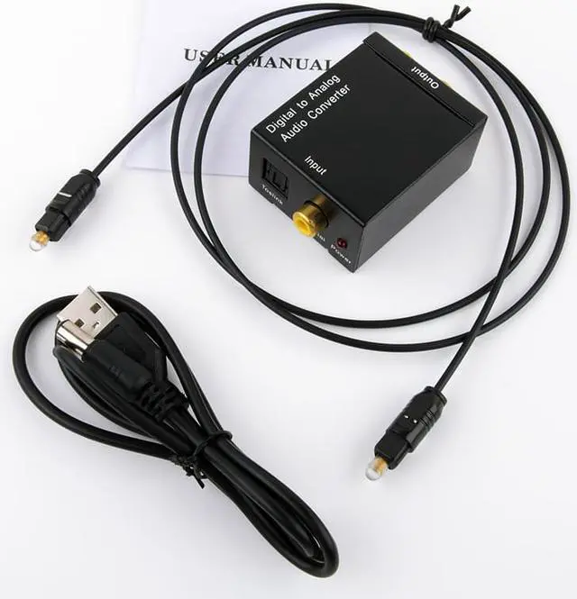 Alt view image 3 of 8 - Digital Optical Coaxial Toslink Signal To Analog Audio Converter Adapter Digital to Analog Audio Converter Digital Toslink / Fiber SPDIF to RCA Audio Converter (Fibre version)
