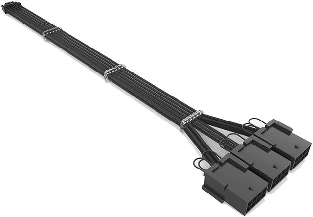 Main image of RTX3090Ti & RTX4000 Series Graphics Card Extension Cord 12+4p to 3*8P 3090ti Graphics Card Cable 12+4Pin PCI-E 5.0 Male to 3*8(6+2) Pin PCI-E Female GPU Extension Cable
