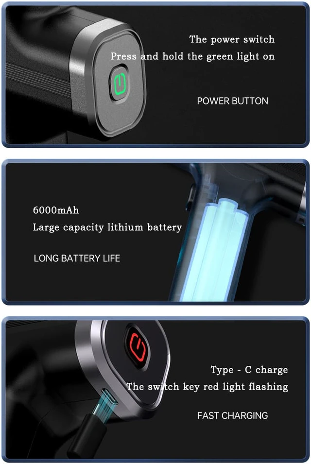 Alt view image 4 of 8 - Cordless Air Duster Blower Multi-Use Portable Compressed Air Cans Electric Air Duster Computer Cleaner for PC Laptop Keyboard
