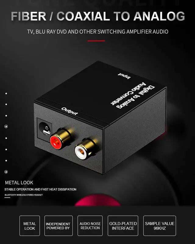 Alt view image 4 of 8 - Digital Optical Coaxial Toslink Signal To Analog Audio Converter Adapter Digital to Analog Audio Converter Digital Toslink / Fiber SPDIF to RCA Audio Converter (Fibre version)