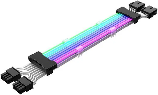 Alt view image 3 of 6 - 0.98ft PSU Extension Cable RGB 5V ARGB ATX 24Pin Streamer PCI-E Rainbow Cord Sync PC Case Decoration