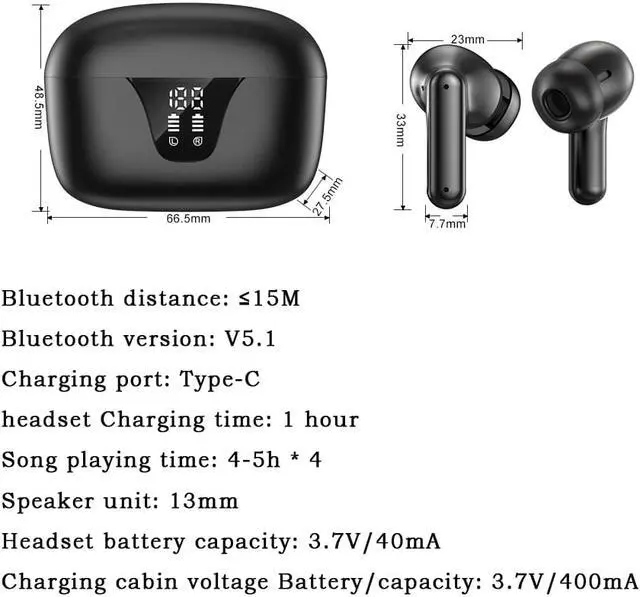 Alt view image 7 of 8 - TWS Bluetooth Headphone Wireless Earphones IPX5 Waterproof Sport Earbuds Touch Control HIFI Stereo Headset with Mic