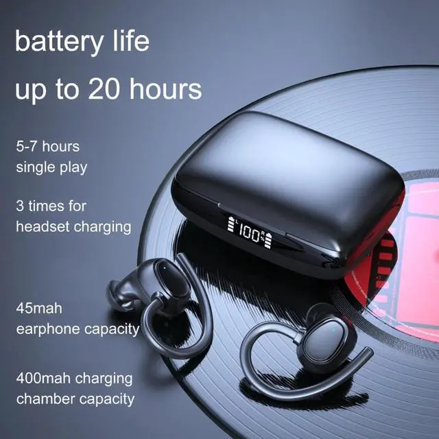 Alt view image 3 of 8 - Portable Bluetooth 5.1 Sports Earbud Ture Wireless Earphone In Ear Bluetooth Headphones with Built-in Mic Ear Hook Earphone Over-Ear Headphones for Sports