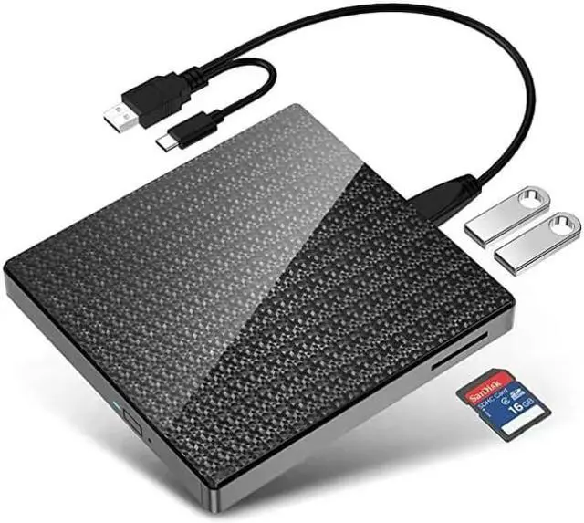 Main image of External CD DVD Drive,Typec USB3.0 Portable CD DVD +/-RW Drive Player Rewriter Burner With SD TF Slot,for Laptop Desktop
