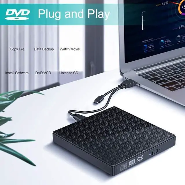 Alt view image 7 of 8 - External CD DVD Drive,Typec USB3.0 Portable CD DVD +/-RW Drive Player Rewriter Burner With SD TF Slot,for Laptop Desktop