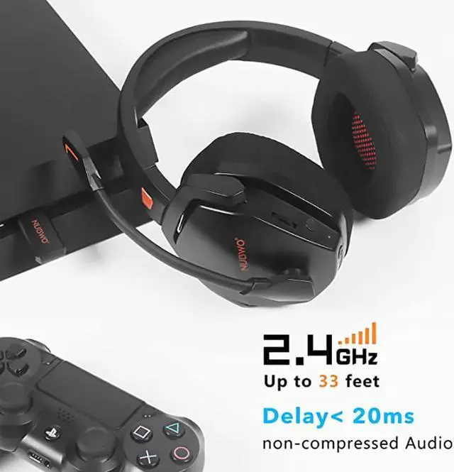 Alt view image 4 of 7 - 2.4G + Bluetooth Wireless Gaming Headset 3.5mm Wired Sport Earphone Over Ear Headset Noise Reduction with Mic for PS5 PS4 Laptop