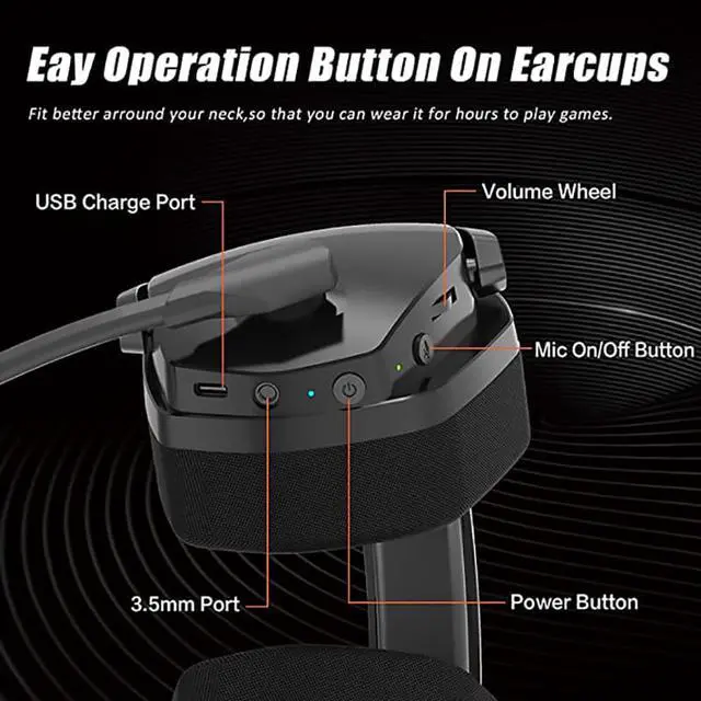 Alt view image 6 of 7 - 2.4G + Bluetooth Wireless Gaming Headset 3.5mm Wired Sport Earphone Over Ear Headset Noise Reduction with Mic for PS5 PS4 Laptop