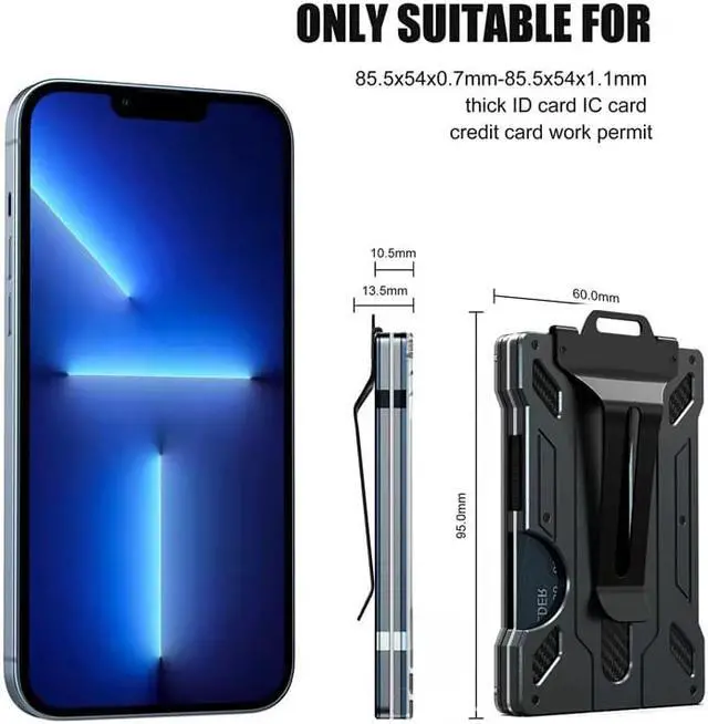 Alt view image 7 of 8 - Wallet For Men - Slim Aluminum Metal Money Clip with 1 Clear window ID Badge Holder, RFID Blocking, Holds up 15 Cards with Cash Clip. Ultra-Thin Minimalist Wallet