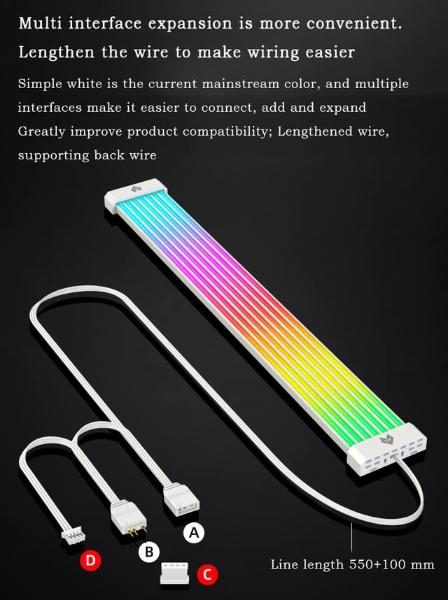 Alt view image 6 of 8 - 8P / 24PIN Computer Luminous Line Vest 5V 3Pin ARGB Neon Line Armor Motherboard Chassis Light Strip Decoration PC Backlight Strip Flexible Light Bar