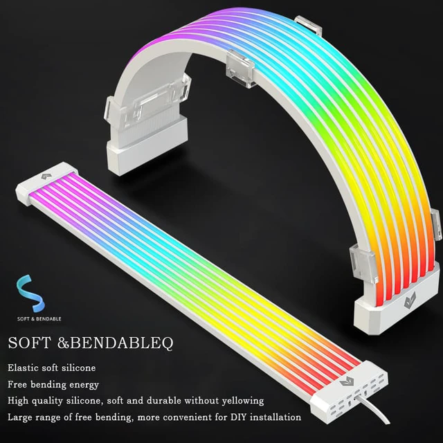 Alt view image 3 of 8 - 8P / 24PIN Computer Luminous Line Vest 5V 3Pin ARGB Neon Line Armor Motherboard Chassis Light Strip Decoration PC Backlight Strip Flexible Light Bar