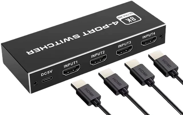 Main image of HDMI Switcher 4 in 1 out 8K HDMI Switch 4-port HDMI Source 1 Display Adapter with IR Remote