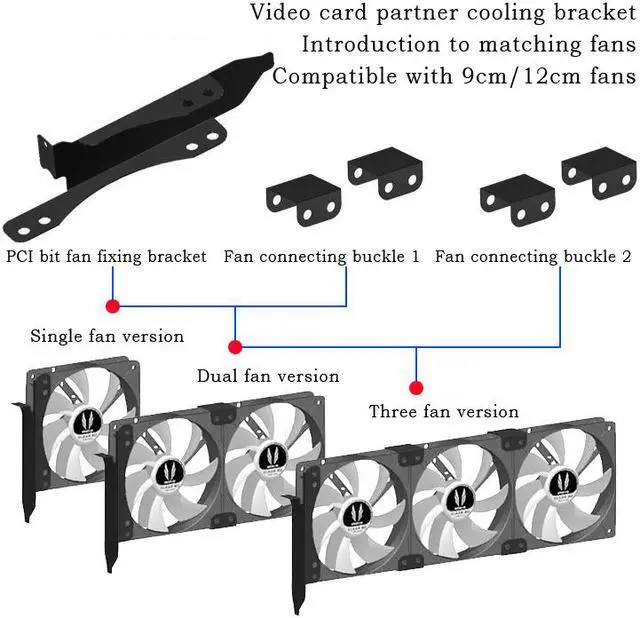 Alt view image 7 of 7 - 9cm/12cm Fan Buckle Video Card Cooler Fan Accessories Fan Bracket PCI Lot Cooling Rack Desktop Computer Auxiliary Radiator Retrofit Cooling Rack