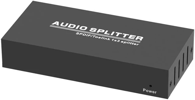 Alt view image 2 of 8 - 3 Way Spdif Toslink Optical Digital Audio Splitter 1 input 3 Outputs Support LPCM 2.0 / DTS / AC3 Audio Switcher