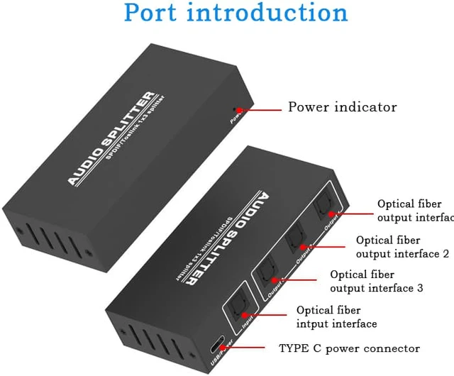 Alt view image 4 of 8 - 3 Way Spdif Toslink Optical Digital Audio Splitter 1 input 3 Outputs Support LPCM 2.0 / DTS / AC3 Audio Switcher