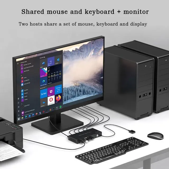 Alt view image 4 of 8 - KVM Switch HDMI 2 Port Box USB Switch selector with 4 USB 2.0 Hub 2 In 1 Out HDMI USB Switch Adapter Switcher 4Kx2K@60Hz Sharing USB Device,Printer,Scanner,Keyboard,Mouse,Wire Control /Body Controller
