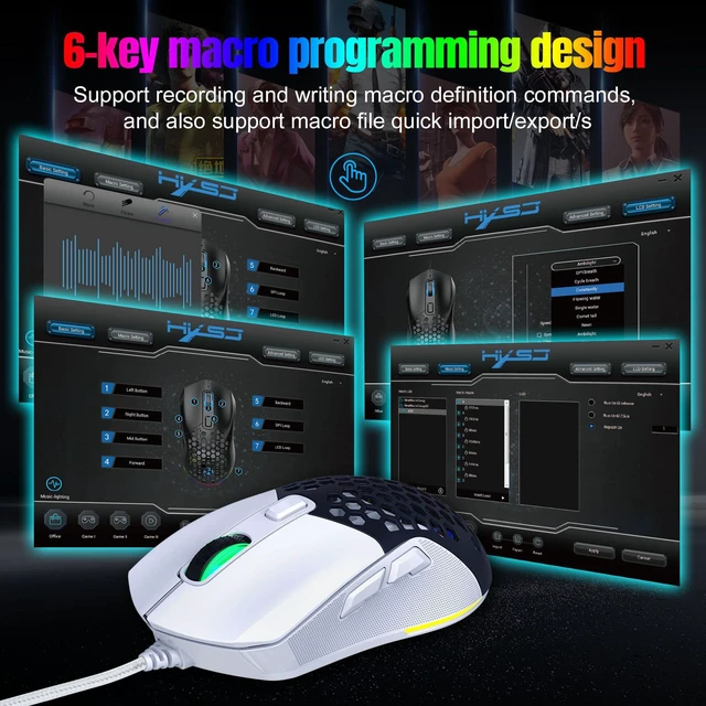 Alt view image 5 of 8 - USB Wired RGB Gaming Mouse 7200 DPI Programmable Backlight Game Mice with Changeable Back Cover