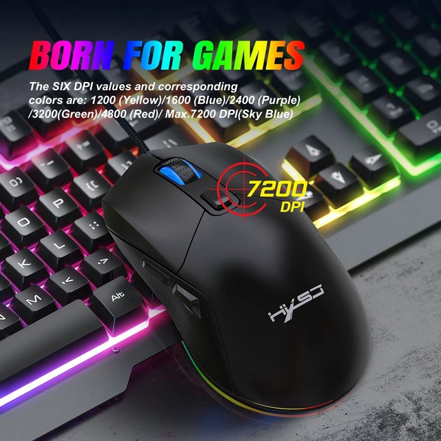 Alt view image 7 of 8 - USB Wired RGB Gaming Mouse 7200 DPI Programmable Backlight Game Mice with Changeable Back Cover
