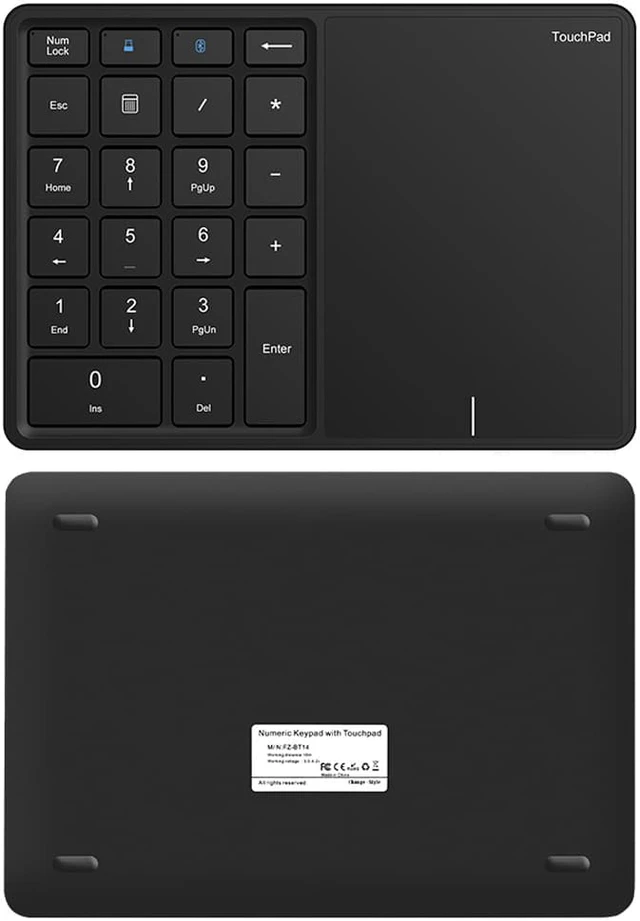 Alt view image 3 of 7 - 2 In 1 Wireless Numeric Keypad Touch Mouse Pad TYPE-C Rechargeable Bluetooth 2.4G Dual Mode X Architecture Numeric Keypad