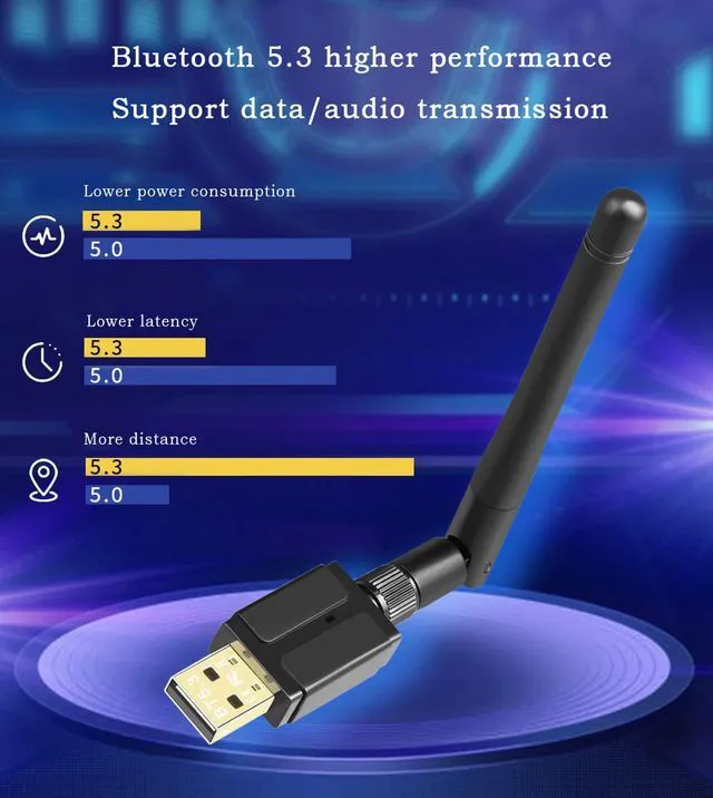 Alt view image 5 of 7 - USB Bluetooth 5.3 Adapter Drive Free Computer USB Bluetooth Receiver Transmitter Bluetooth Audio Headset Receiver