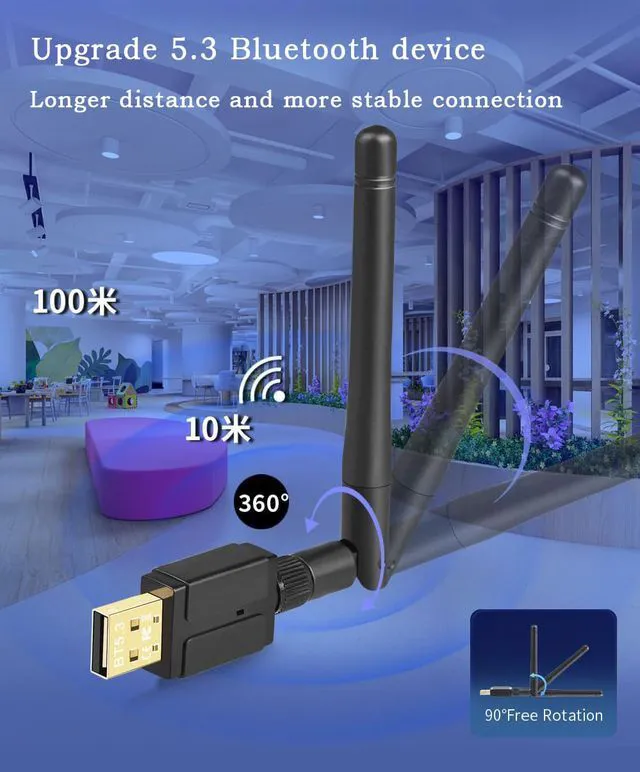 Alt view image 6 of 7 - USB Bluetooth 5.3 Adapter Drive Free Computer USB Bluetooth Receiver Transmitter Bluetooth Audio Headset Receiver