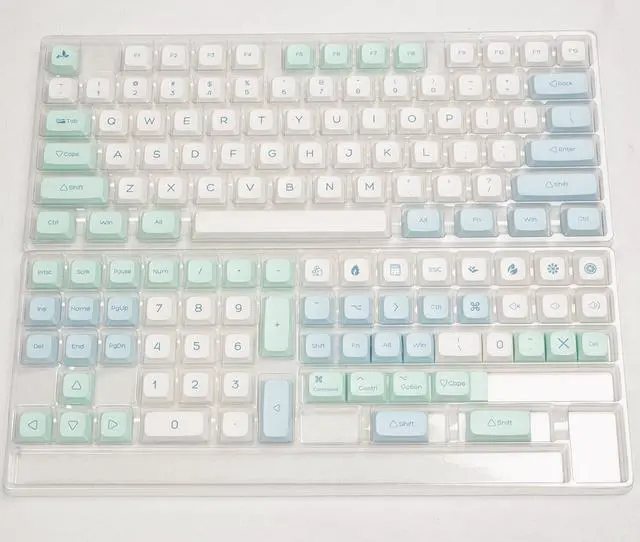 Alt view image 2 of 6 - Mint Ice Crystal Theme 135 XDA Keycaps PBT Dye-Sublimated XDA Profile for Mechanical Keyboard with English