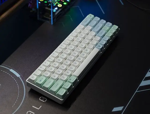 Alt view image 4 of 6 - Mint Ice Crystal Theme 135 XDA Keycaps PBT Dye-Sublimated XDA Profile for Mechanical Keyboard with English