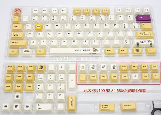 Alt view image 2 of 3 - Mario Theme 122 XDA Keycaps PBT Dye-Sublimated Cherry Profile for Mechanical Keyboard with English ( Negative Character Version)