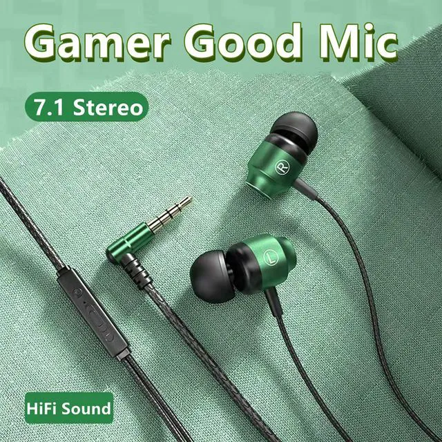 Alt view image 3 of 7 - Metal HiFi 3.5mm Jack Wired Earphone 3.5mm AUX Connector With HD Mic Gaming Music Sport Headphones Bass Surround Sound Headsets