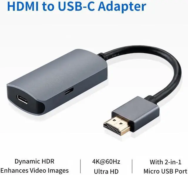 Alt view image 2 of 8 - Premium 4K 60Hz HDMI Male to USB-C Female Adapter Type C USB 3.1 Monitor Input to HDMI-Output Laptop Converters USB C