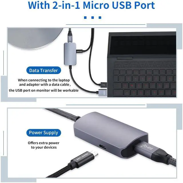 Alt view image 3 of 8 - Premium 4K 60Hz HDMI Male to USB-C Female Adapter Type C USB 3.1 Monitor Input to HDMI-Output Laptop Converters USB C