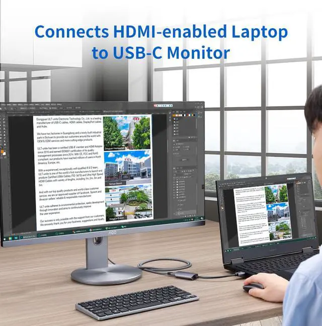 Alt view image 6 of 8 - Premium 4K 60Hz HDMI Male to USB-C Female Adapter Type C USB 3.1 Monitor Input to HDMI-Output Laptop Converters USB C
