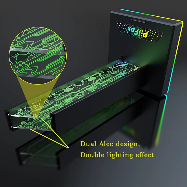 Alt view image 7 of 7 - RGB Headset Holder RGB Gamer Headphone Stand with 2 USB Charger Ports & 3.5mm Audio Jack
