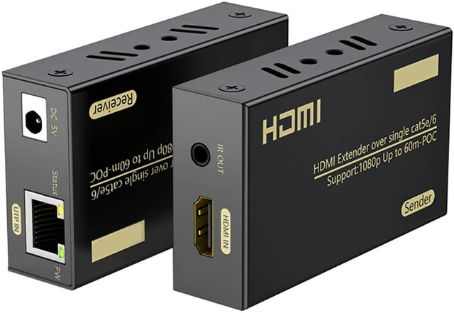 Main image of 1080P HDMI Extender Sender & Receiver RJ45 ( HDMI-Ethernet Extender)1080P Up to 60M Over CAT 5e &6 Cable Audio and Video Synchronization Output Plug and Play