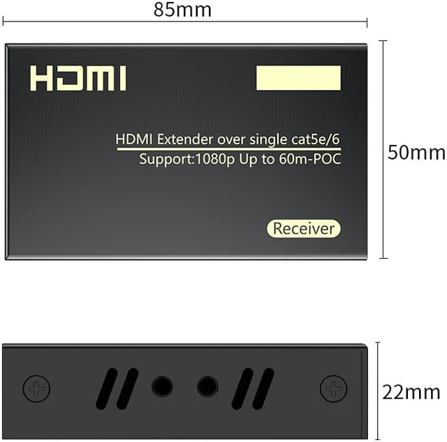 Alt view image 2 of 8 - 1080P HDMI Extender Sender & Receiver RJ45 ( HDMI-Ethernet Extender)1080P Up to 60M Over CAT 5e &6 Cable Audio and Video Synchronization Output Plug and Play