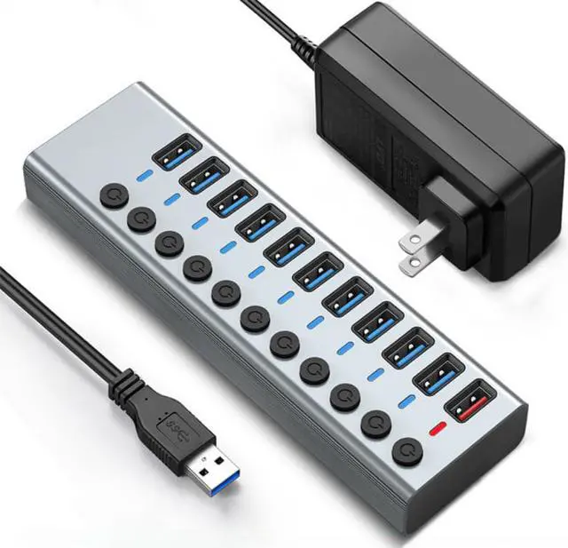 Main image of USB 3.0 Hub 3.0 Multi USB Splitter with Power Adapter 10 Ports USB3.0 + 1 Port Fast charger Hub