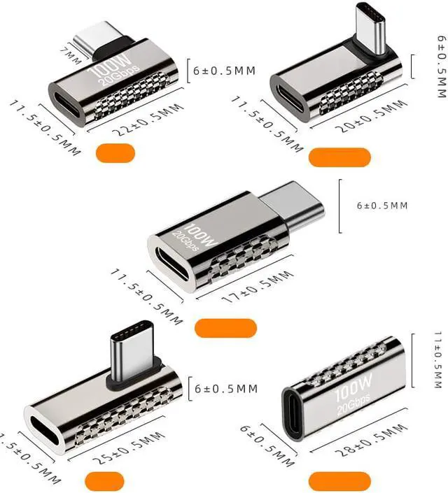 Alt view image 2 of 7 - USB C Adapter USB C Power Adapter Extension Charging 100W 20Gbps Video Transmissio for Connecting Type C Cable