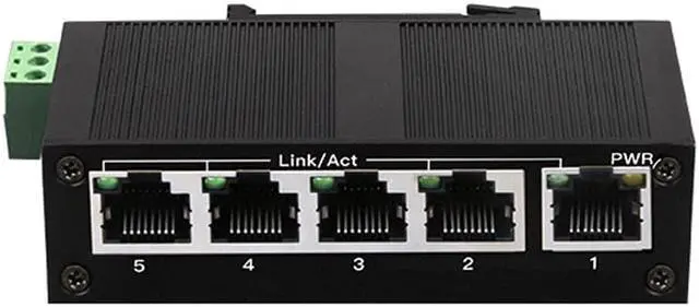 Alt view image 4 of 8 - Industrial Grade Fast Ethernet Network Switch 5-Port 10Mbps/100Mbps RJ45 Unmanaged Network Splitter Switch with DIN Rail IP40 Protective Metal Shell